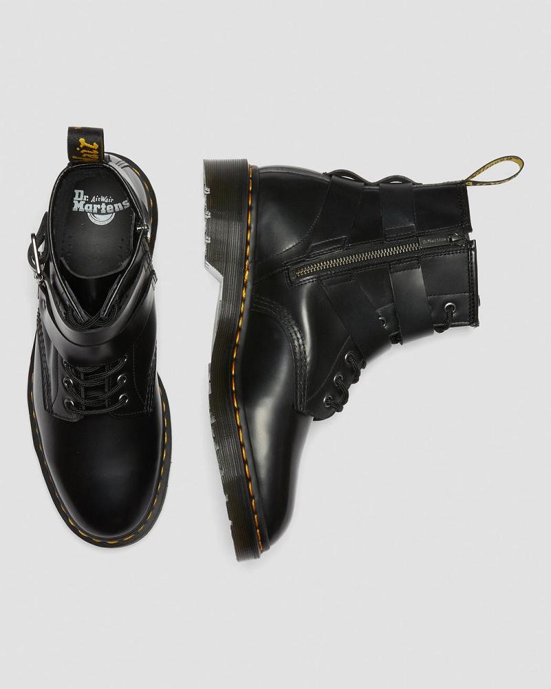 Black Men's Dr Martens Cristofor Leather Harness Lace Up Boots | CA 541KOR